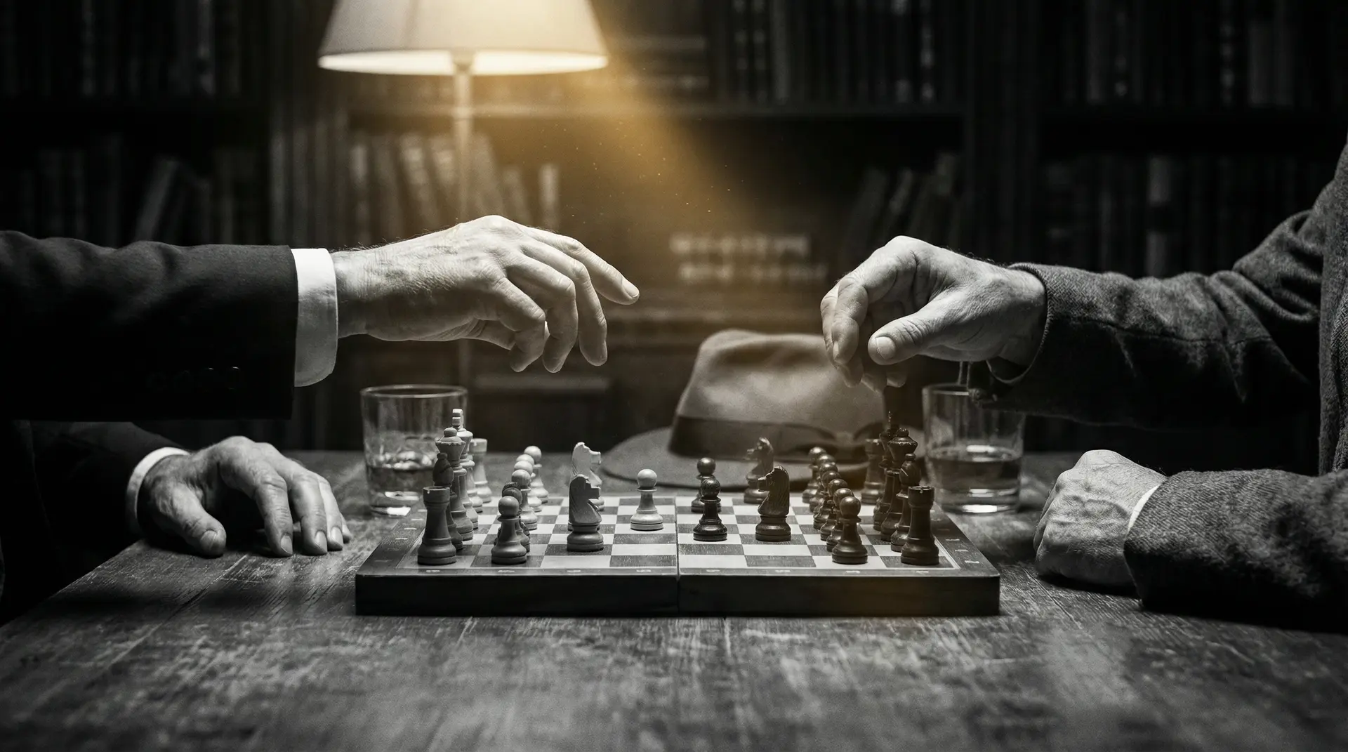 柿谷光 艺术探索系列 - 非线性叙事，棋盘上的对弈象征命运的交错